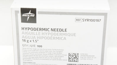 Medline SYR100187 Hypodermic Ndle 18G x 1.5inch - Box of 100